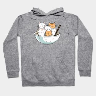 Cute Cats in Noodle Bowl Hoodie